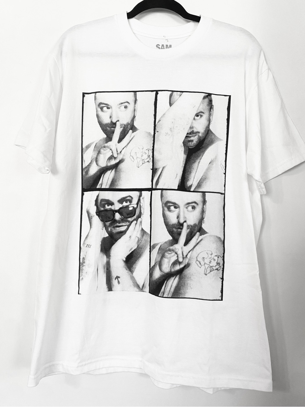Sam Smith Concert Tour Shirt Graphic Tee Face Photos Black White L